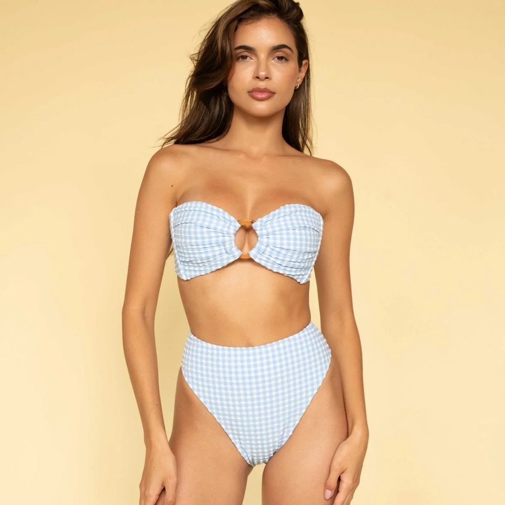 Montce peri micro gingham Tori ties bandeau